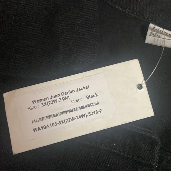 NWT Women’s cropped Black Denim Jean Jacket Sz 3X - Picture 10 of 10